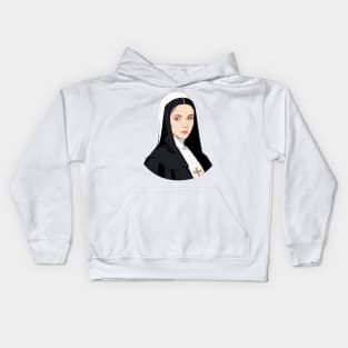 Illustration of a Young Catholic Nun Kids Hoodie